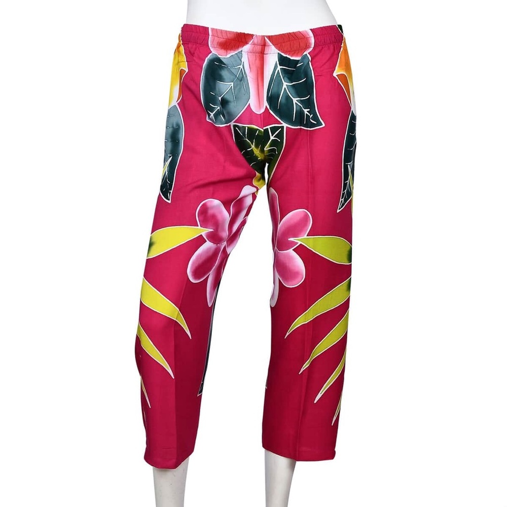 HAND PAINTED HOT PINK MULTI COLORED FLORAL LOUNGER PAJAMAS 💕